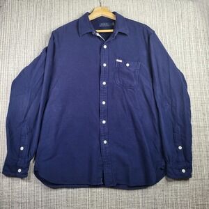 Polo Ralph Lauren Shirt Mens Large Blue Long Sleeve Button Up Pocket Casual‎